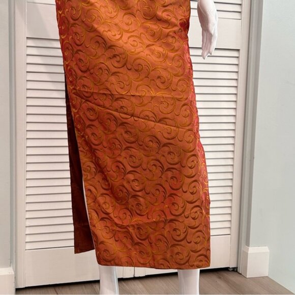 Gold Rust Brocade Qipao (Cheongsam) - Picture 9 of 15